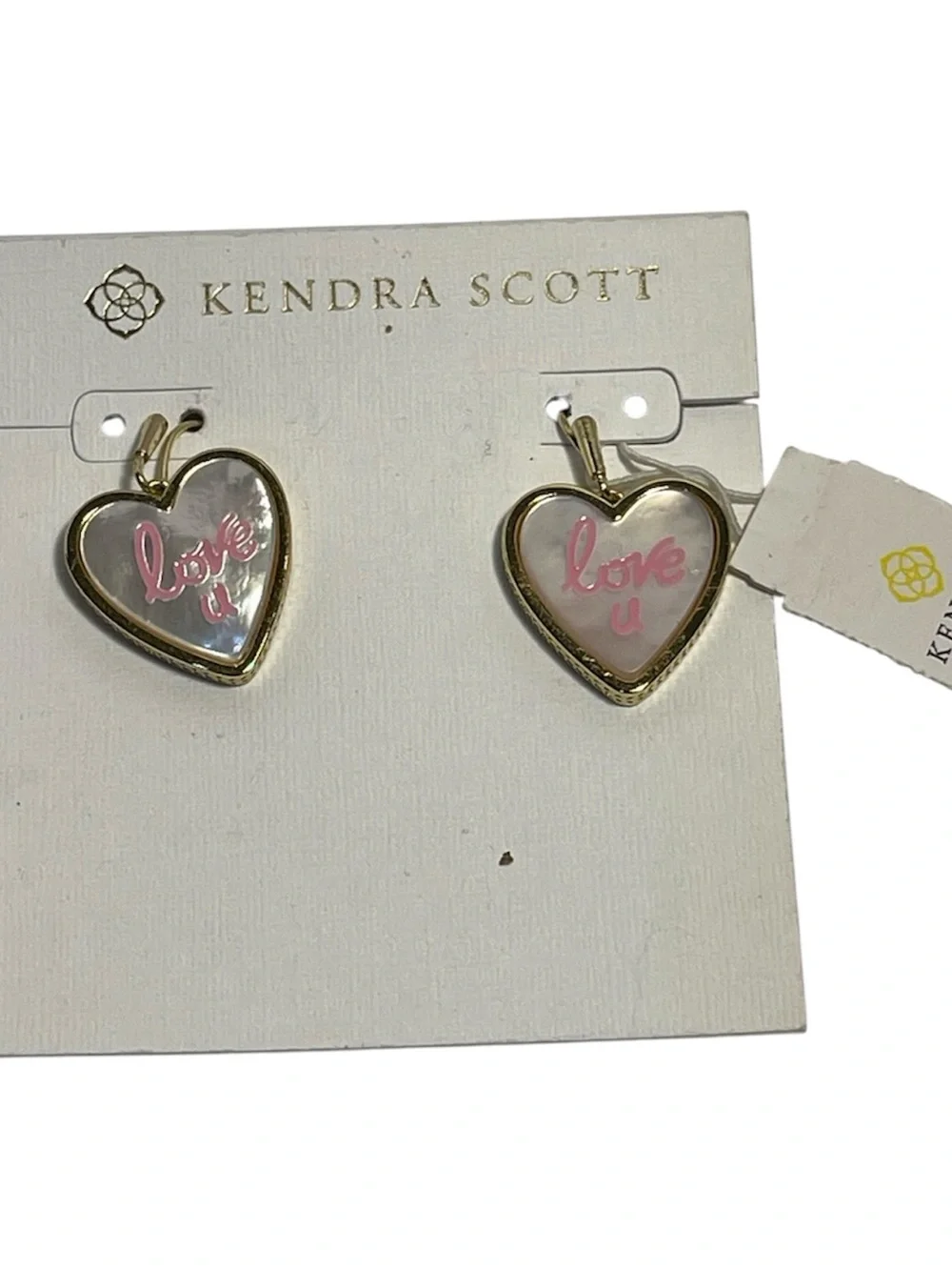 Kendra Scott Pink “Love U” Drop Earrings in Ivory Mother of Pearl - NWT **